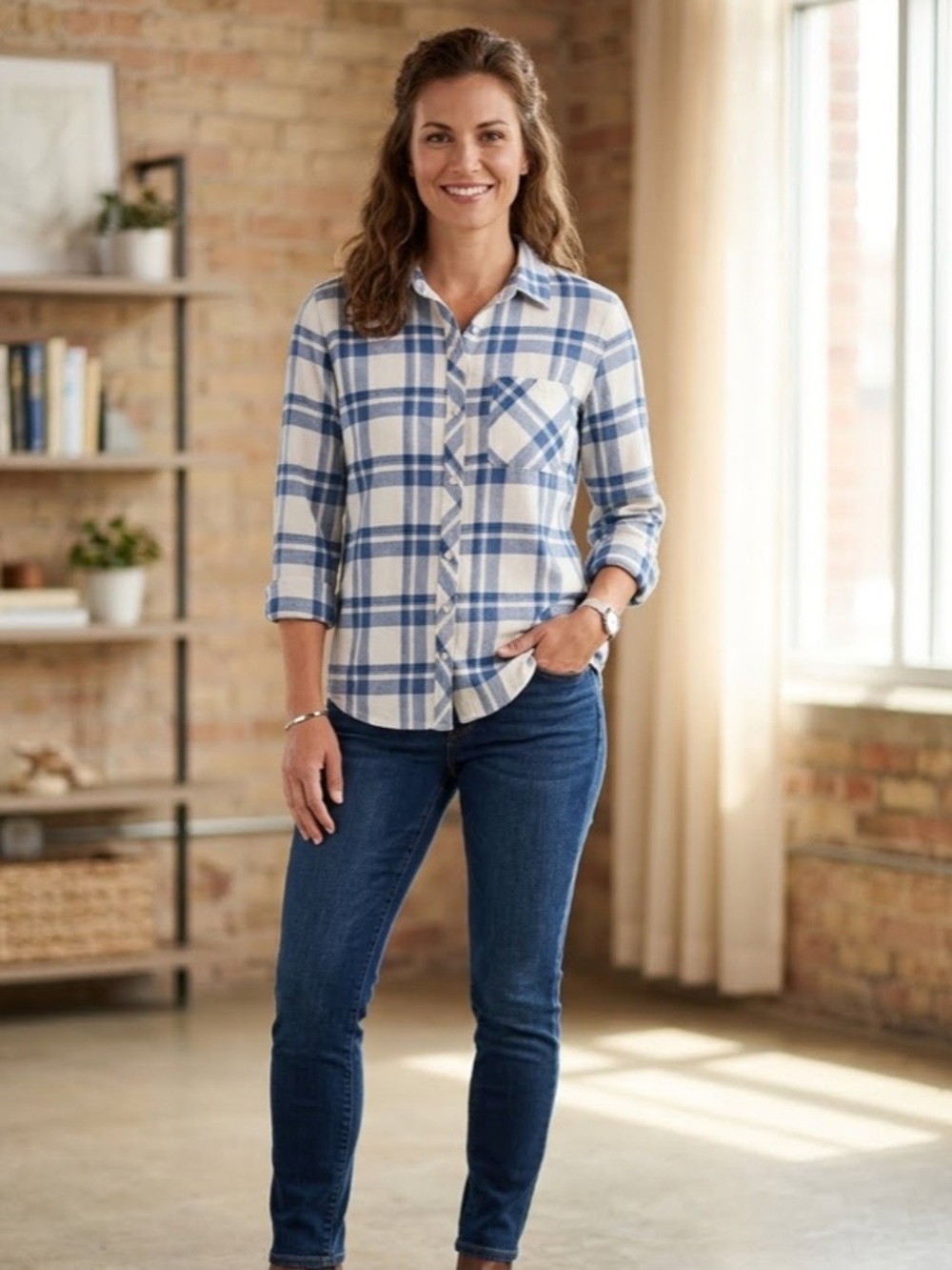 Thread and Supply Blue and White Checkered Shirt